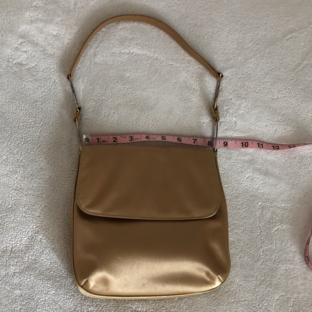 Guess satin handbag! champagne beige w-silver hardware! with a shoulder strap!